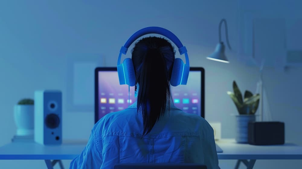 A_person_wearing_sleek_over-ear_headphones_sitting_at